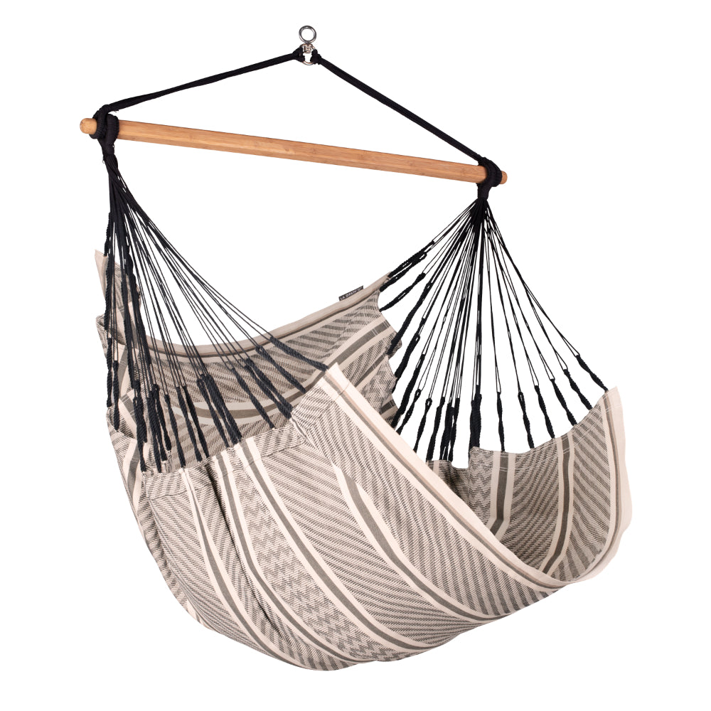 La Siesta comfort size Zebra organic cotton chair hammock with bamboo spreader bar