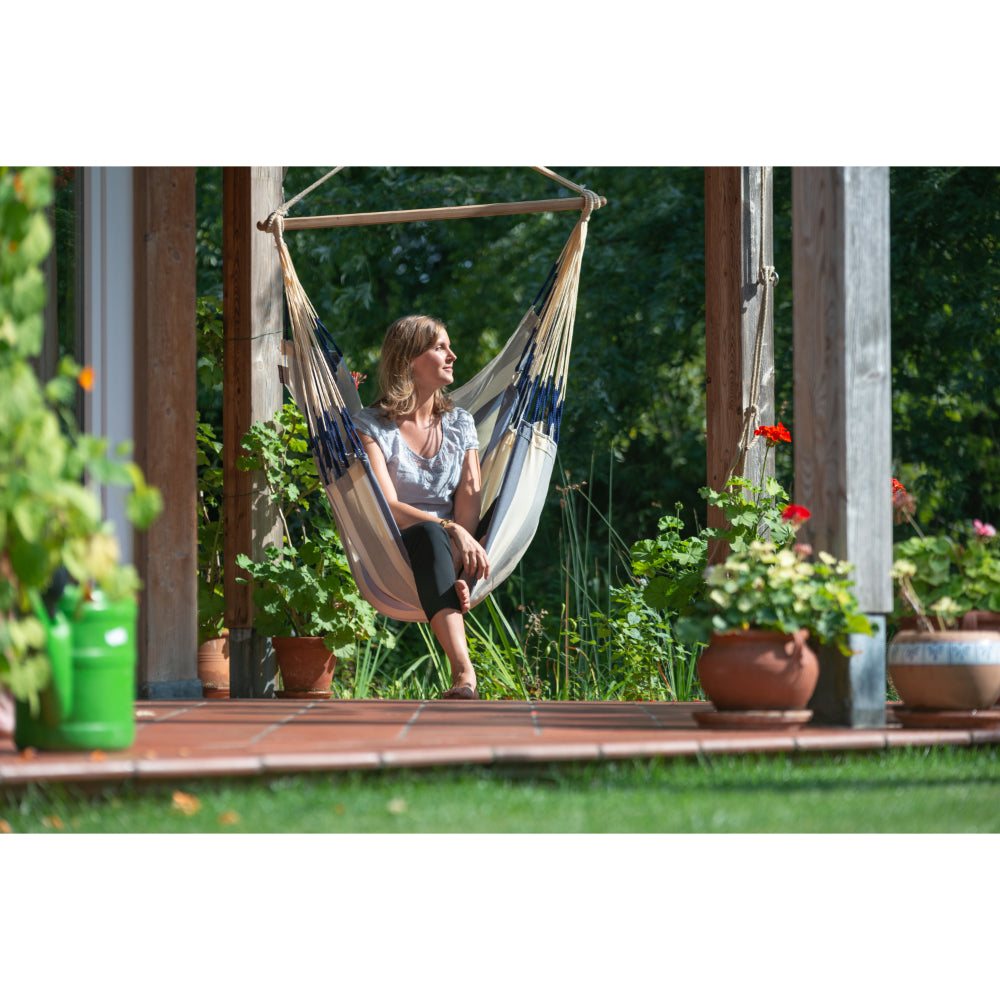 Hammock Chair Hung from Porch Beam