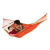 Two people talking in hammock