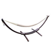 Wooden hammock stand and white hammock