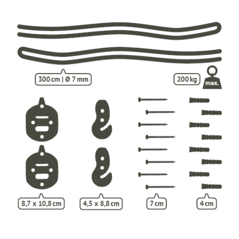 Hammock hanging kit parts