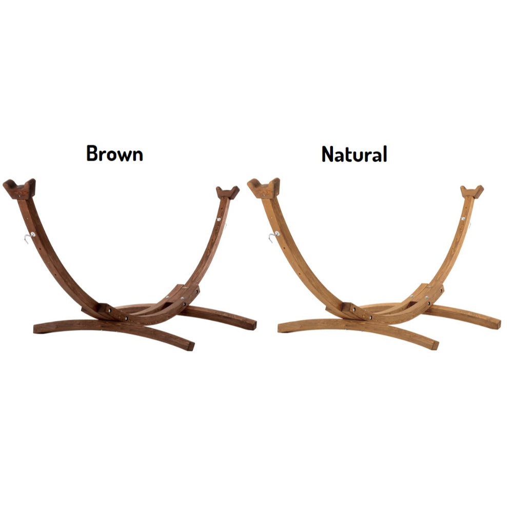 Curved wooden hammock stand