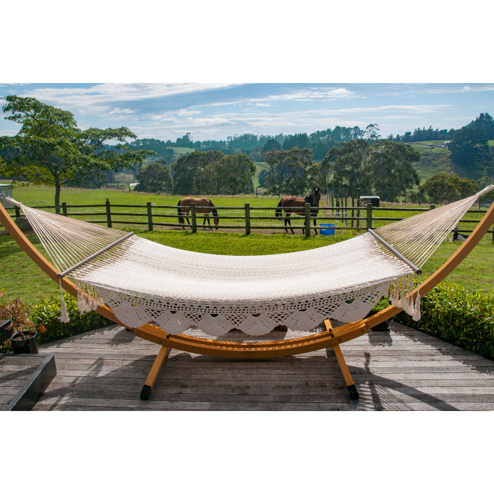 Mexican king size resort style hammock - white cotton