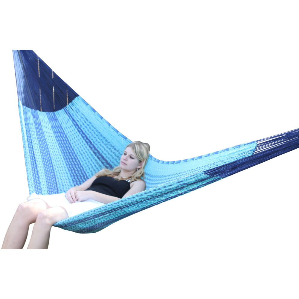 Blue Mexican woven hammock