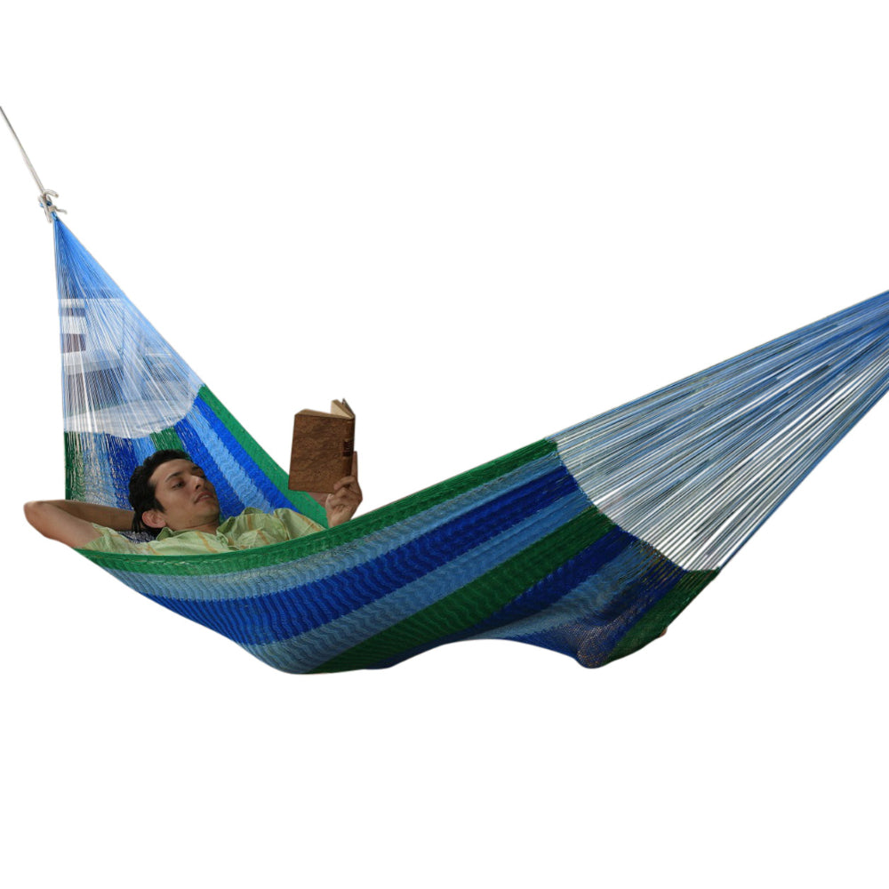 Mexican blue and green cotton hammock