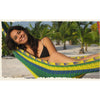 Green, yellow and blue hammock - woven Mexican