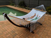 White Hammock and Wooden Stand