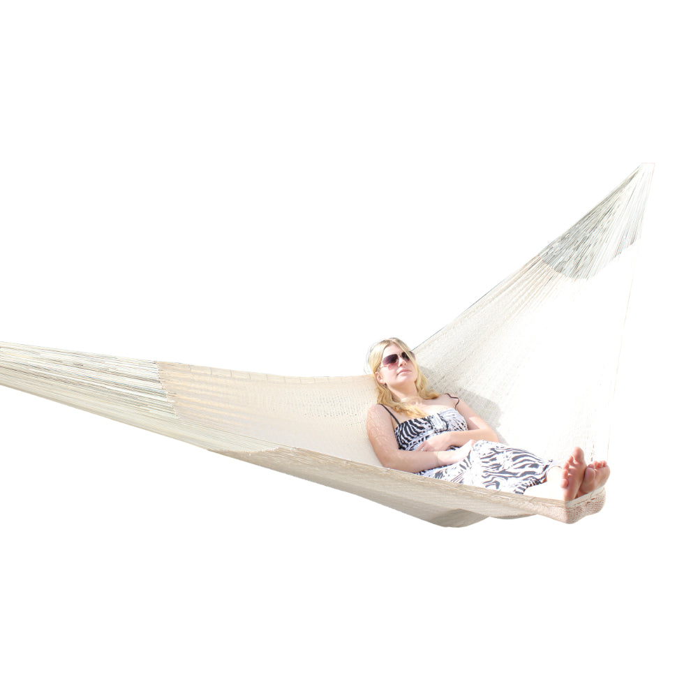 Natural white cotton Mexican double hammock