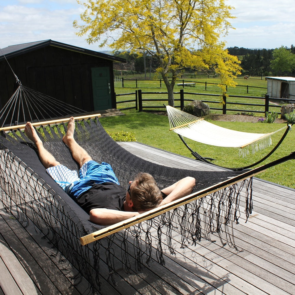 Mexican spreader bar hammock - black polyester