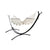 Black curved metal hammock stand and large white bar hammock
