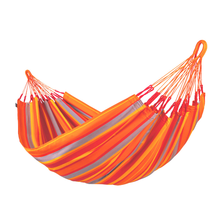 Single weather-resistant material hammock in bright orange