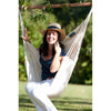 White cotton garden hammock