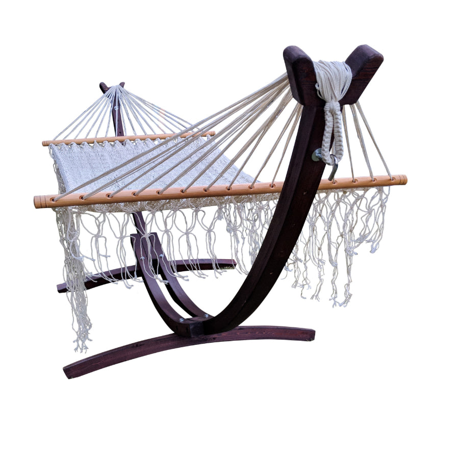 Wooden arc hammock stand and bar hammock