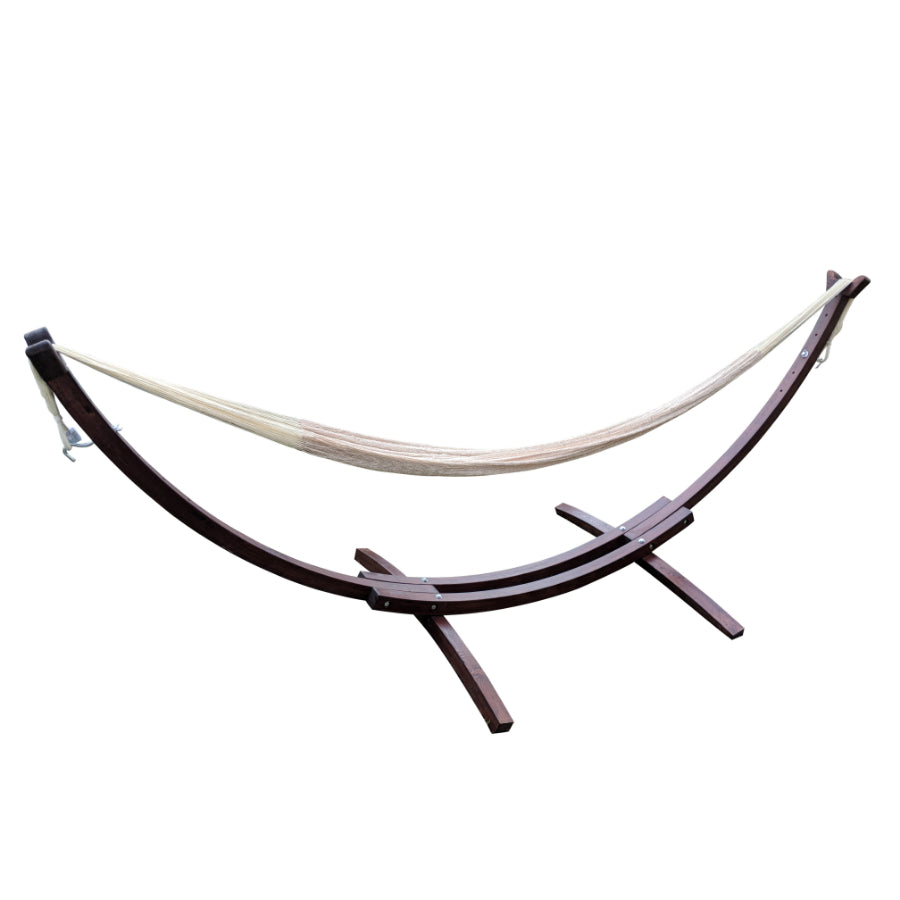 Curved wooden hammock stand